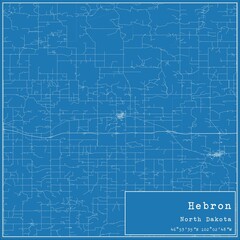 Blueprint US city map of Hebron, North Dakota.