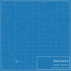 Blueprint US city map of Zeeland, North Dakota.