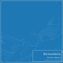 Blueprint US city map of Riverdale, North Dakota.