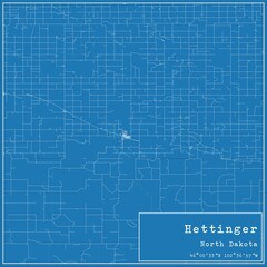Obraz premium Blueprint US city map of Hettinger, North Dakota.