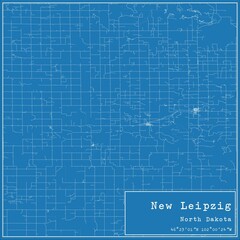 Blueprint US city map of New Leipzig, North Dakota.