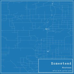 Blueprint US city map of Homestead, Montana.