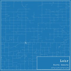 Obraz premium Blueprint US city map of Lehr, North Dakota.