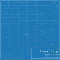 Blueprint US city map of Grace City, North Dakota.