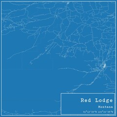 Blueprint US city map of Red Lodge, Montana.