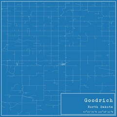 Fototapeta premium Blueprint US city map of Goodrich, North Dakota.