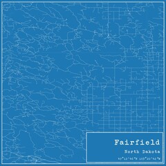 Blueprint US city map of Fairfield, North Dakota.