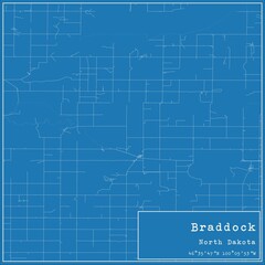 Blueprint US city map of Braddock, North Dakota.