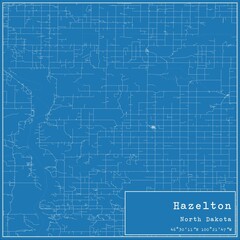Blueprint US city map of Hazelton, North Dakota.