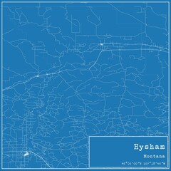 Blueprint US city map of Hysham, Montana.