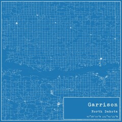 Blueprint US city map of Garrison, North Dakota.
