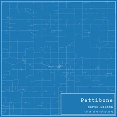 Blueprint US city map of Pettibone, North Dakota.