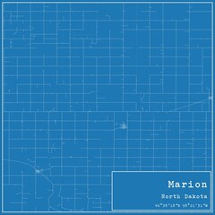 Blueprint US city map of Marion, North Dakota.
