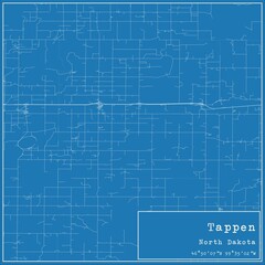Fototapeta premium Blueprint US city map of Tappen, North Dakota.