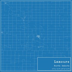 Blueprint US city map of Lamoure, North Dakota.