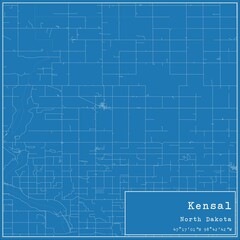 Blueprint US city map of Kensal, North Dakota.