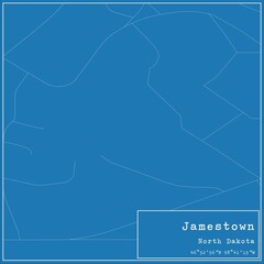 Blueprint US city map of Jamestown, North Dakota.