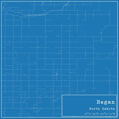 Blueprint US city map of Regan, North Dakota.