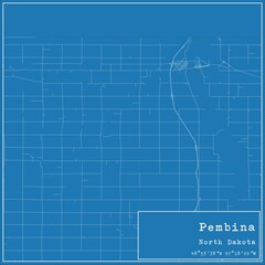 Blueprint US city map of Pembina, North Dakota.