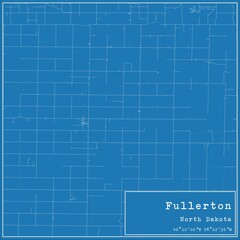 Blueprint US city map of Fullerton, North Dakota.