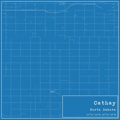 Blueprint US city map of Cathay, North Dakota.
