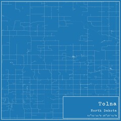 Blueprint US city map of Tolna, North Dakota.