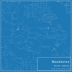 Blueprint US city map of Mandaree, North Dakota.