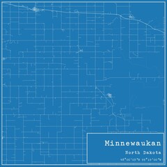 Blueprint US city map of Minnewaukan, North Dakota.