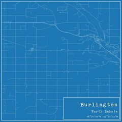 Blueprint US city map of Burlington, North Dakota.