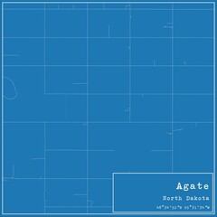 Blueprint US city map of Agate, North Dakota.