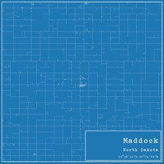 Blueprint US city map of Maddock, North Dakota.
