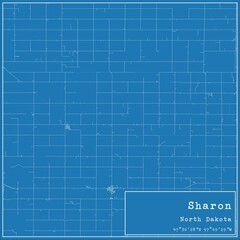 Blueprint US city map of Sharon, North Dakota.