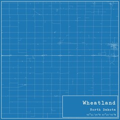 Blueprint US city map of Wheatland, North Dakota.