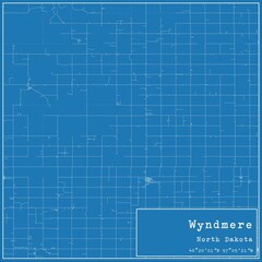 Blueprint US city map of Wyndmere, North Dakota.
