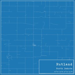 Blueprint US city map of Rutland, North Dakota.