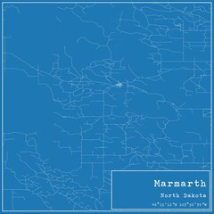 Blueprint US city map of Marmarth, North Dakota.