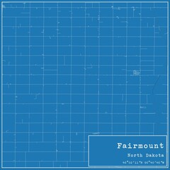 Blueprint US city map of Fairmount, North Dakota.