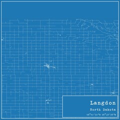 Blueprint US city map of Langdon, North Dakota.