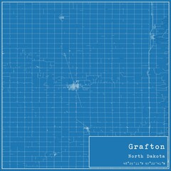 Blueprint US city map of Grafton, North Dakota.