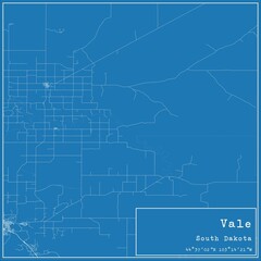 Blueprint US city map of Vale, South Dakota.