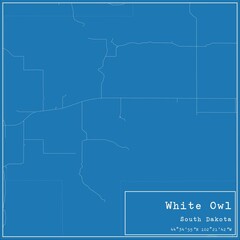Blueprint US city map of White Owl, South Dakota.