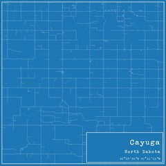 Blueprint US city map of Cayuga, North Dakota.