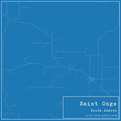 Blueprint US city map of Saint Onge, South Dakota.