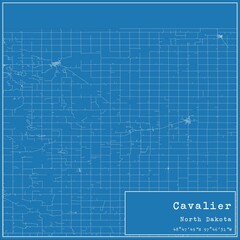 Blueprint US city map of Cavalier, North Dakota.