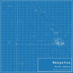 Blueprint US city map of Wahpeton, North Dakota.