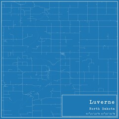 Blueprint US city map of Luverne, North Dakota.
