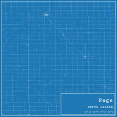 Blueprint US city map of Page, North Dakota.