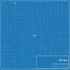 Blueprint US city map of Hope, North Dakota.