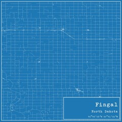 Blueprint US city map of Fingal, North Dakota.