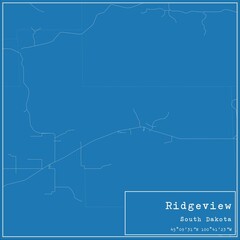 Fototapeta premium Blueprint US city map of Ridgeview, South Dakota.